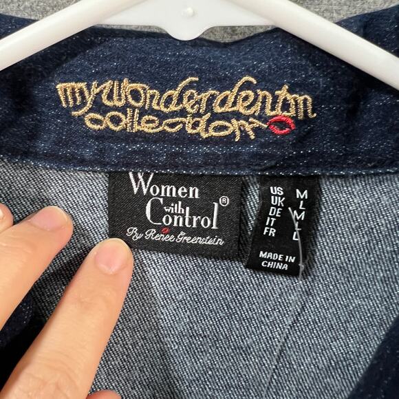 Women with Control My Wonder Denim Fitted Crop Jacket Indigo Size Medium - Picture 3 of 13